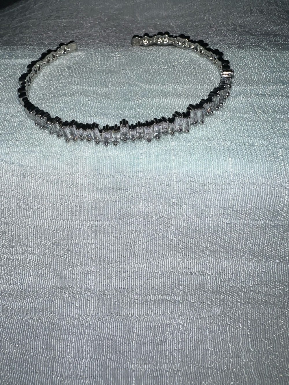 Sterling-Tone Crystal Open Cuff Bracelet - Silver